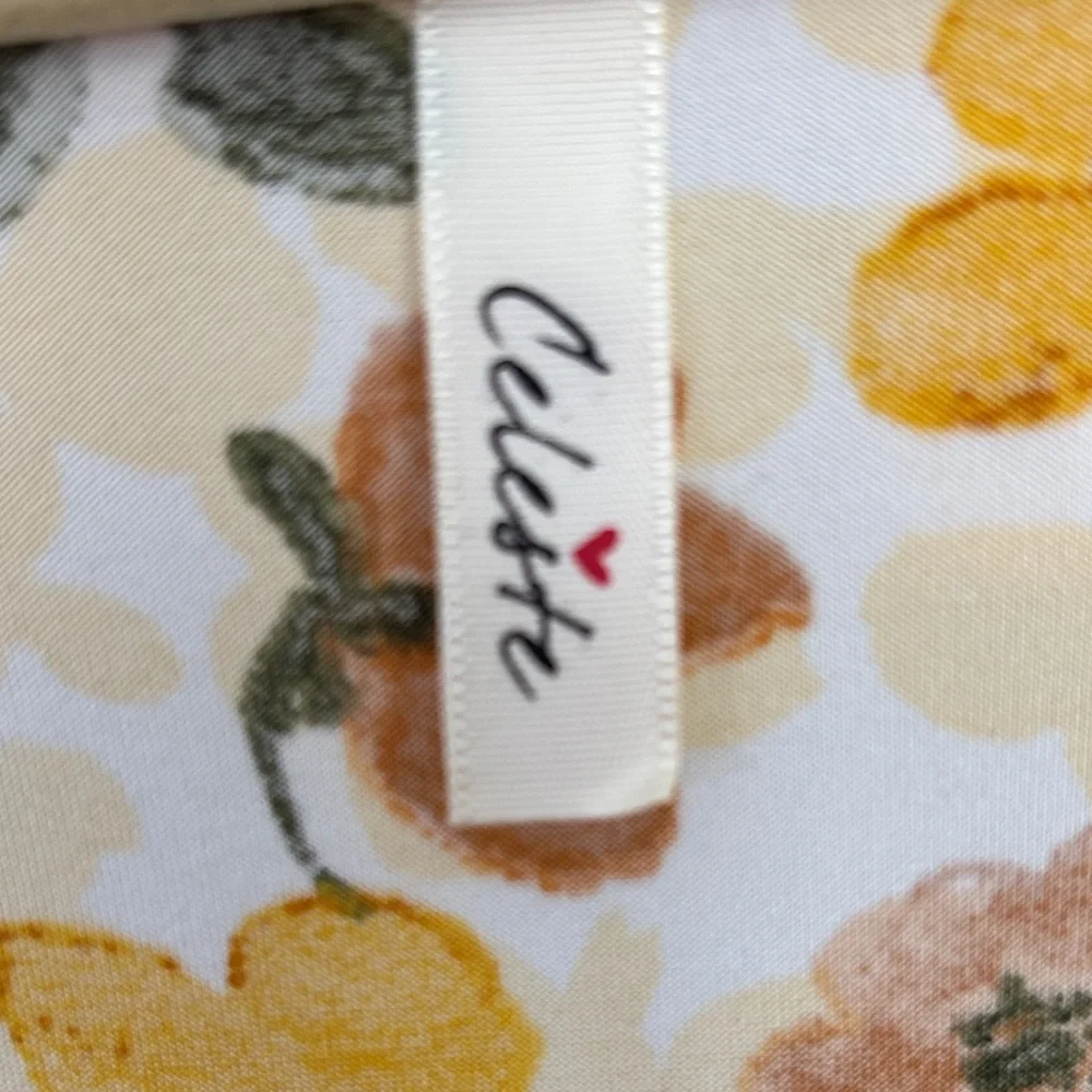 Celeste Yellow & Brown Floral Ruffle Midi Dress never worn - Picture 2 of 3